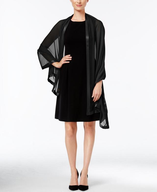 Calvin Klein Elegant Satin-Trim Chiffon Evening Wrap Product Image