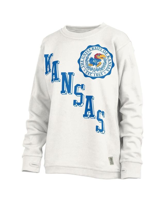 Womens Pressbox White Kansas Jayhawks Shoreline Sundown Pullover Sweatshirt Product Image