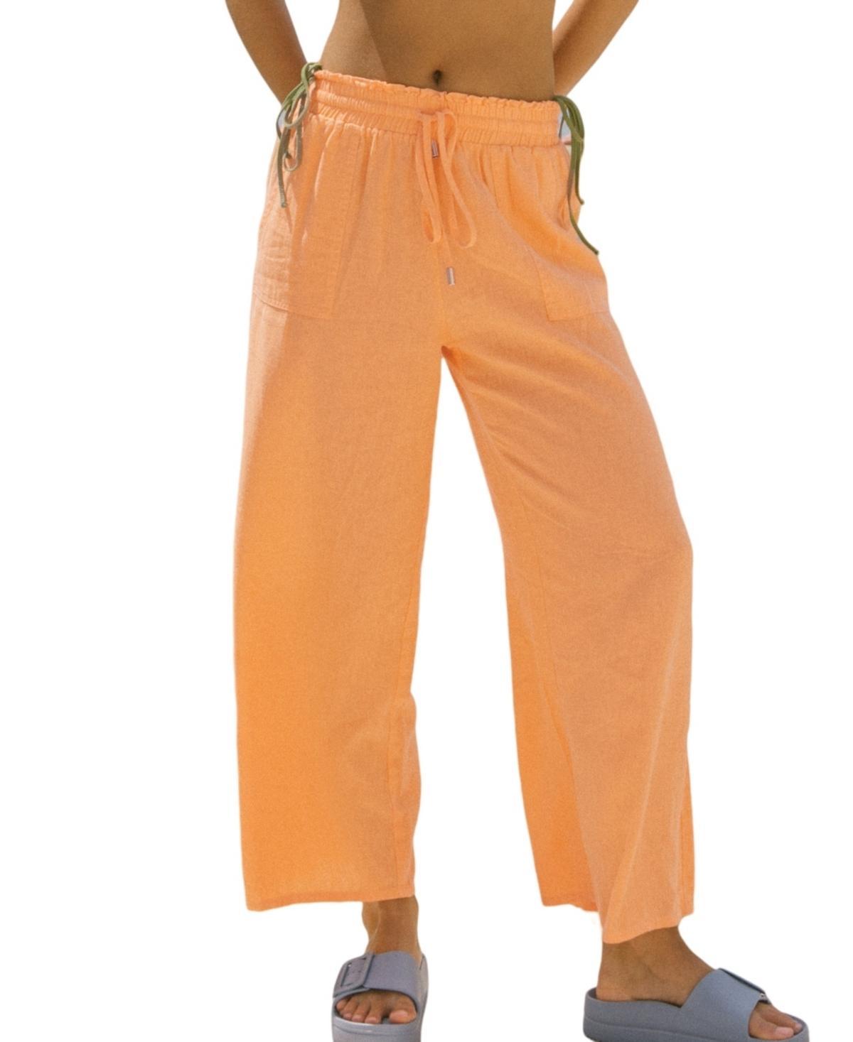 Cupshe Womens Orange Elastic Waist Straight Leg Cover-Up Pants Product Image