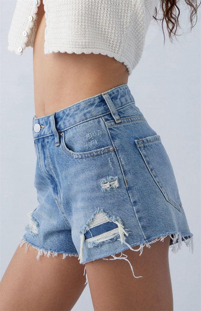 Women's Eco Ripped High Waisted Denim Festival Shorts - Product Image