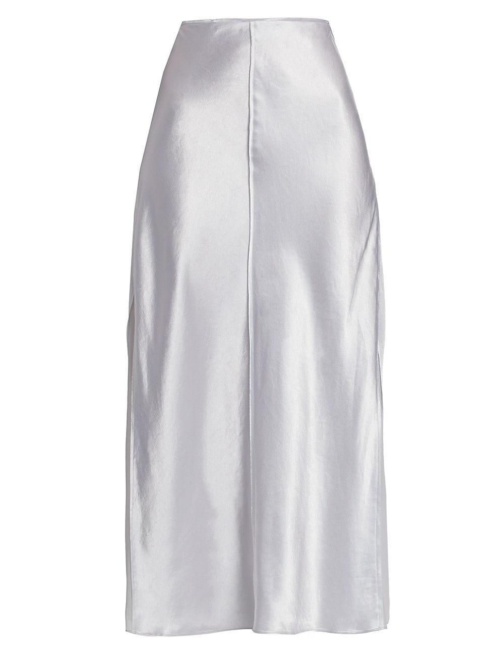 Womens Sheer-Paneled Satin Midi-Skirt Product Image