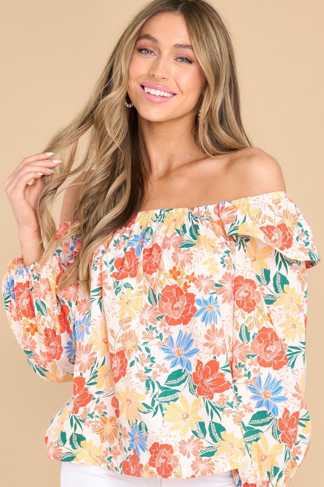 Honestly Truthfully Ivory Floral Print Top Product Image