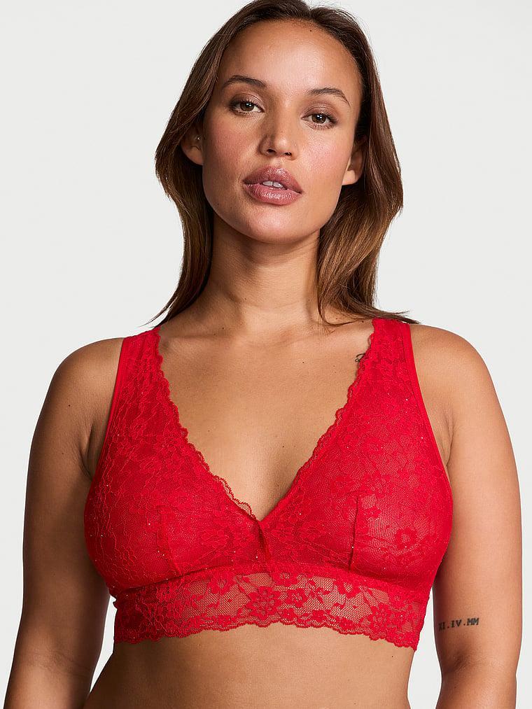 Sexy Tee Sequin Posey Lace Triangle Bralette Product Image