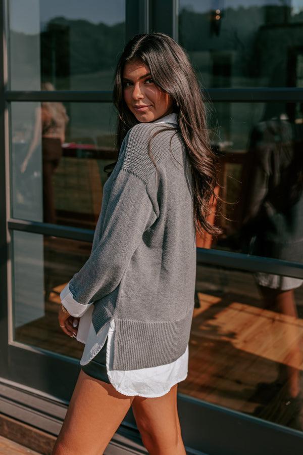 Early Start Sweater Top In Grey Product Image