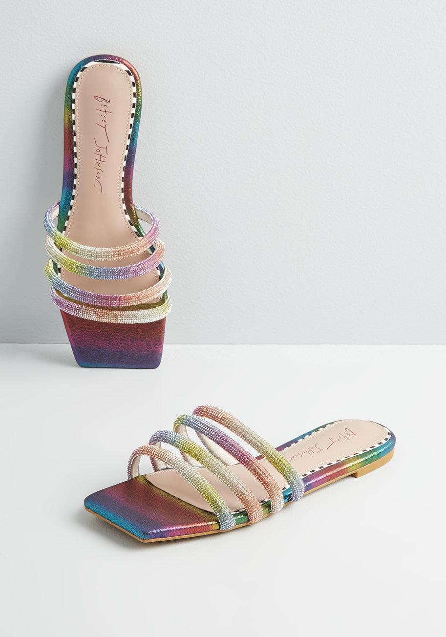 Life In Shimmering Technicolor Slide Sandal Rainbow Multi Product Image