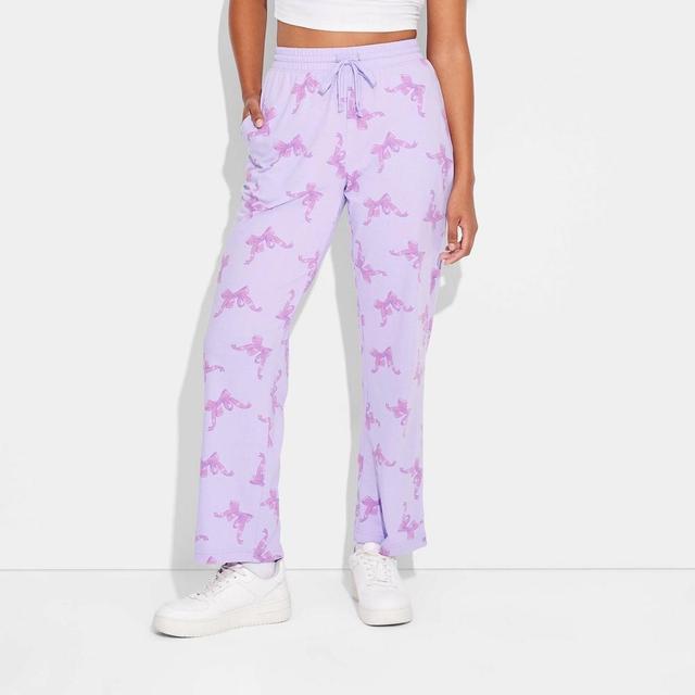 Women's Self Love Bow Cozy Graphic Pants - Purple XL Product Image