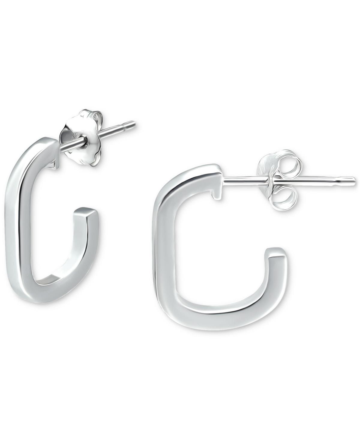 Aleure Precioso Sterling Silver Paper Clip Shaped Hoop Earrings, Womens Product Image