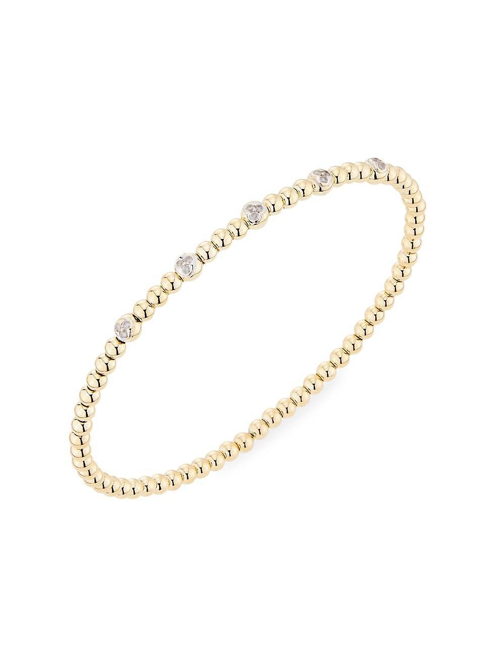 Womens 14K Yellow Gold & 0.125 TCW Diamond Beaded Bangle Product Image