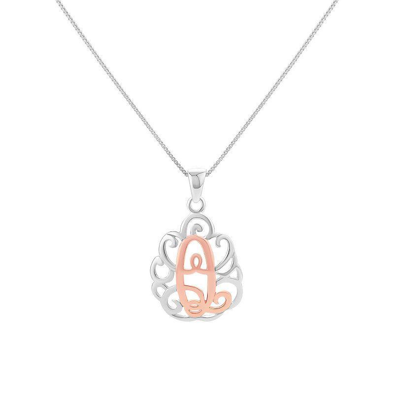 PRIMROSE Sterling Silver Monogram Initial Pendant Necklace, Womens Pink Tone X Product Image