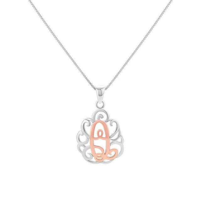 PRIMROSE Sterling Silver Monogram Initial Pendant Necklace, Womens Pink Tone X Product Image