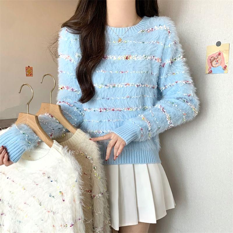 Crew Neck Fluffy Sweater Product Image