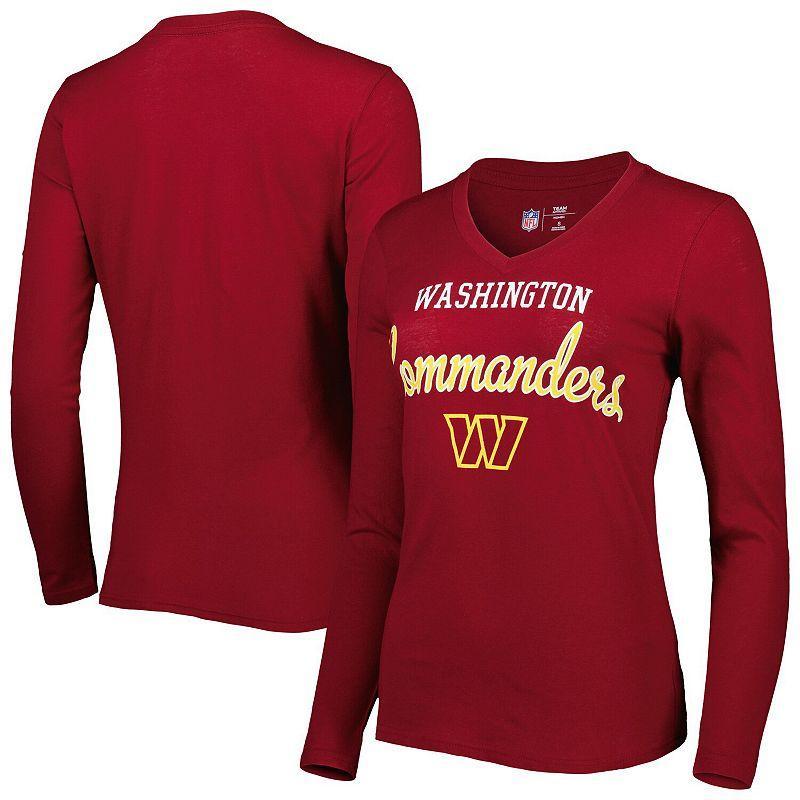 Women's G-III 4Her by Carl Banks Burgundy Washington Commanders Post Season Team - Long Sleeve V-Neck T-Shirt Product Image