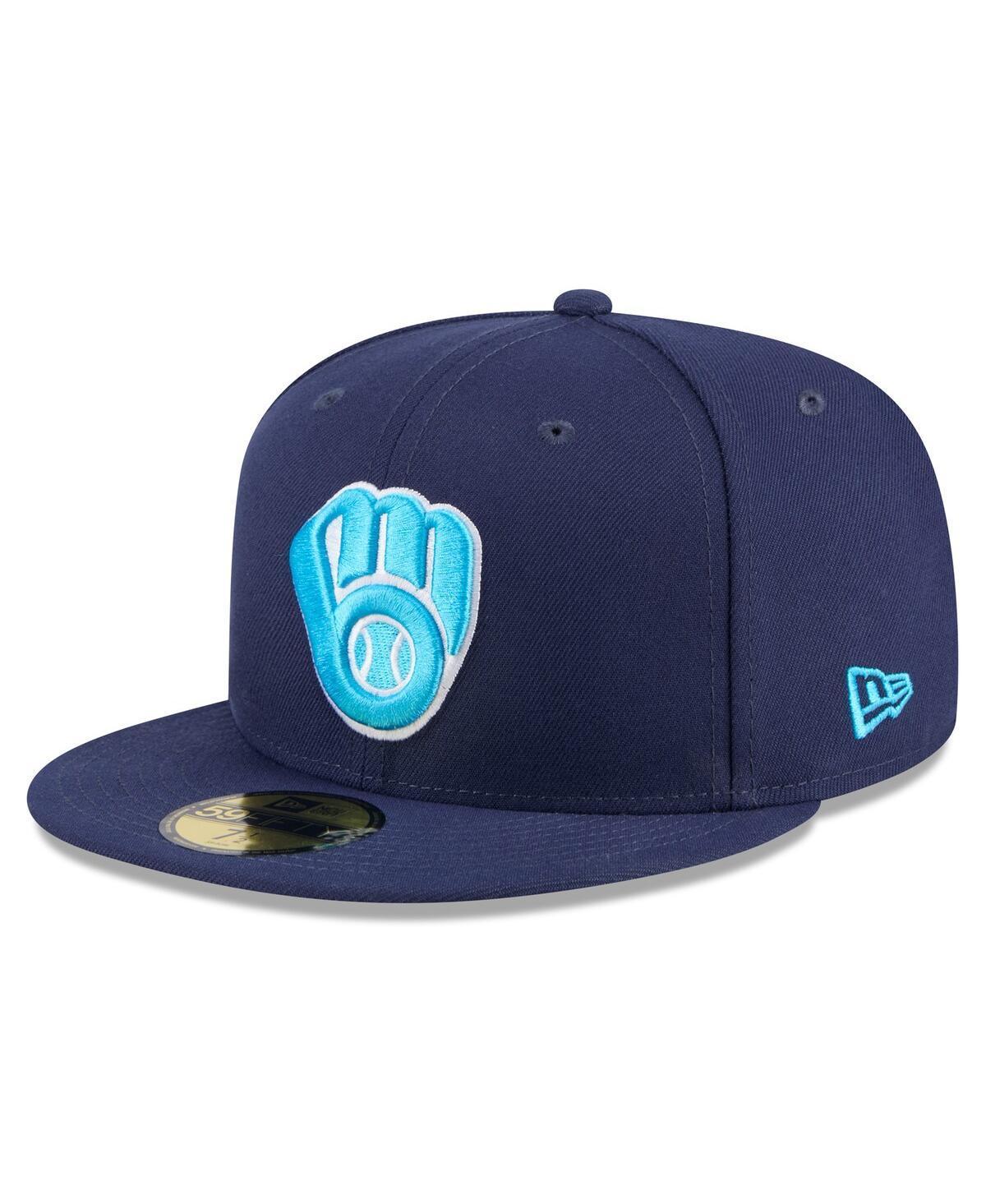 New Era Mens Navy Milwaukee Brewers 2024 Fathers Day 59FIFTY Fitted Hat Product Image