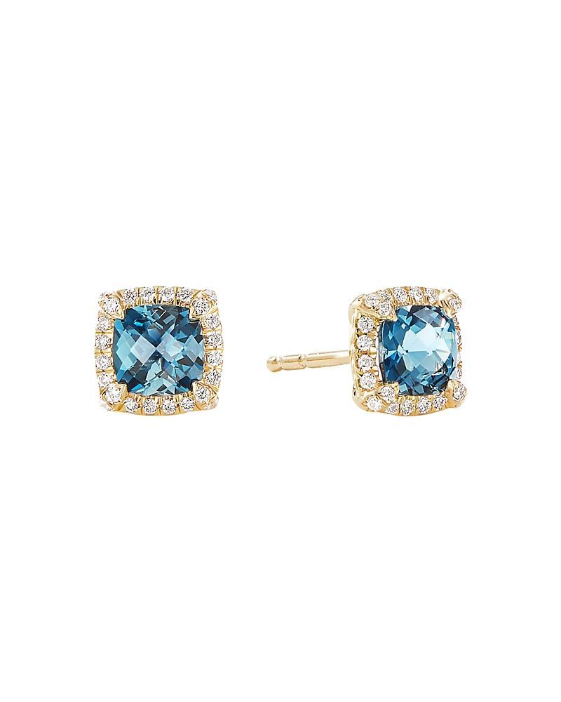 Womens Petite Chatelaine Pav Bezel Stud Earrings in 18K Yellow Gold with Diamonds Product Image