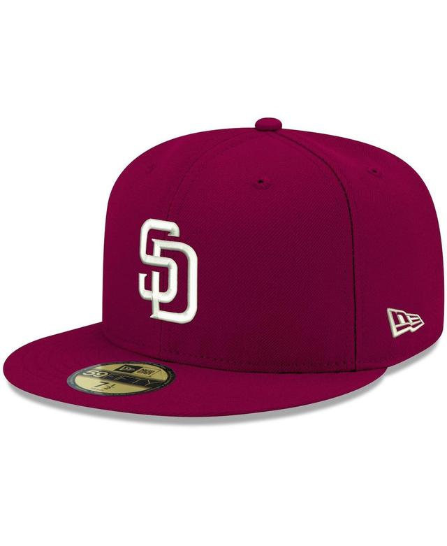 Mens New Era Cardinal San Diego Padres Logo White 59FIFTY Fitted Hat Product Image