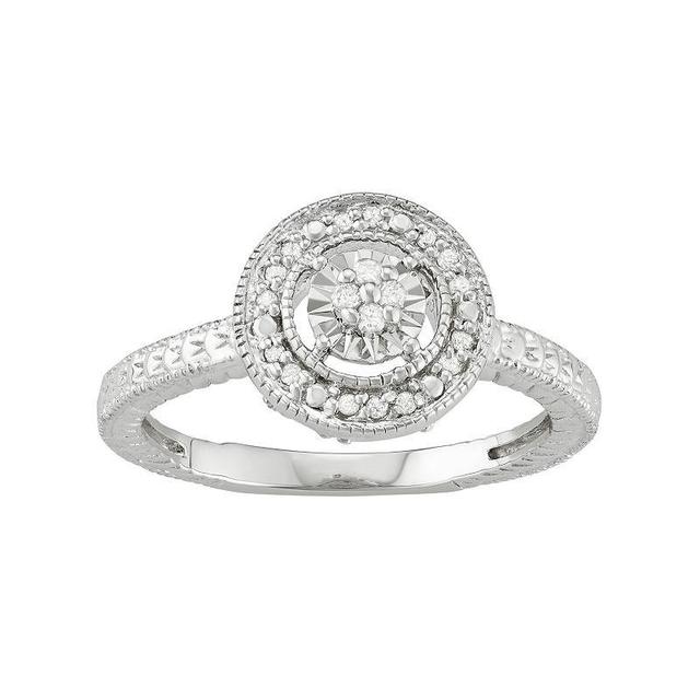 Sterling Silver 1/10 Carat T.W. Diamond Halo Ring, Womens White Product Image