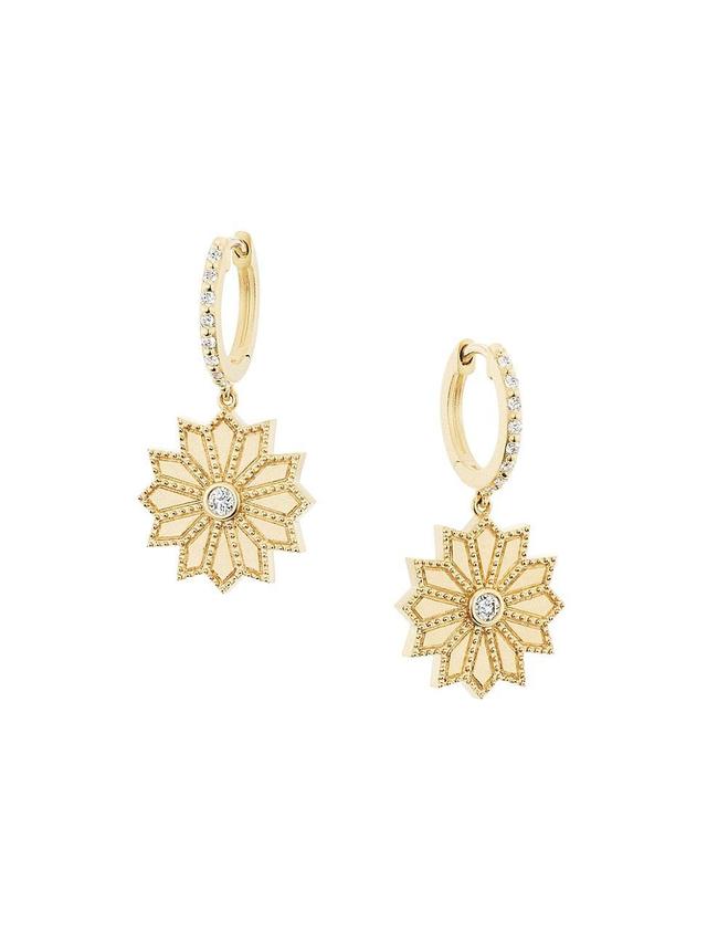 Womens Sacred Flower 18K Yellow Gold & 0.228 TCW Diamond Drop Earrings Product Image