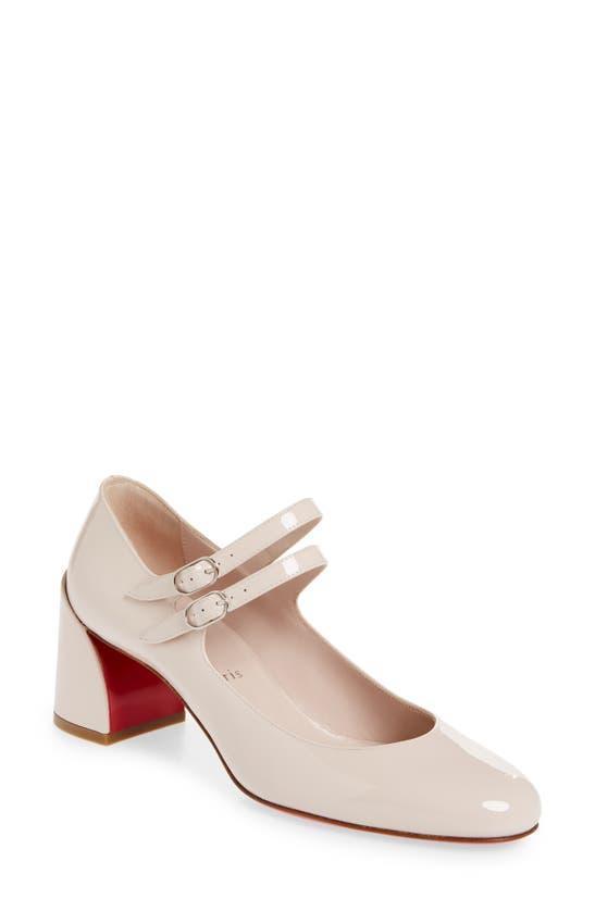 CHRISTIAN LOUBOUTIN Miss Jane 55 Patent-leather Pumps In Beige Product Image