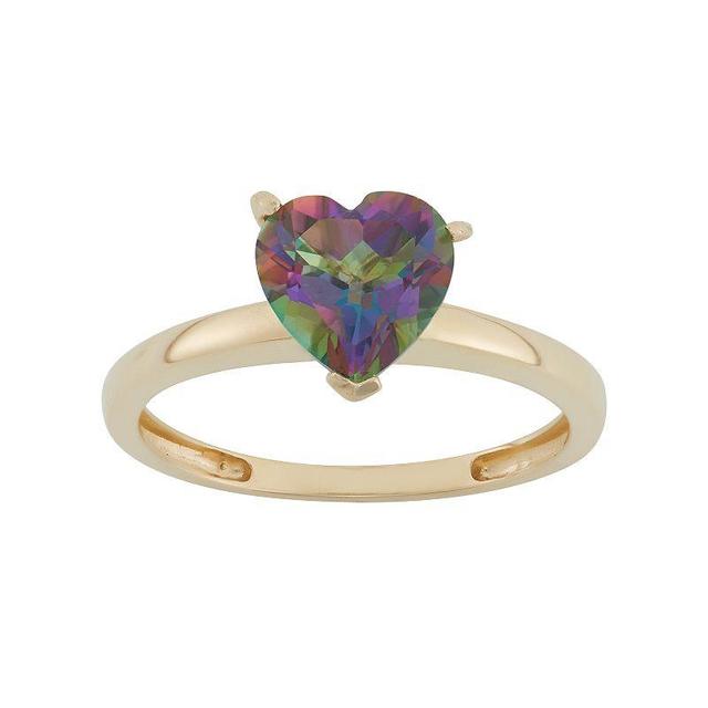 Designs by Gioelli Mystic Topaz 10k Gold Heart Ring, Womens Green Product Image