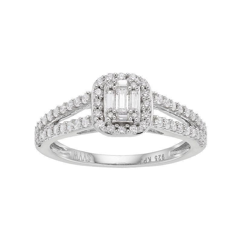 Simply Vera Vera Wang 14k White Gold 1/2 Carat T.W. Diamond Cluster Halo Engagement Ring, Womens Product Image