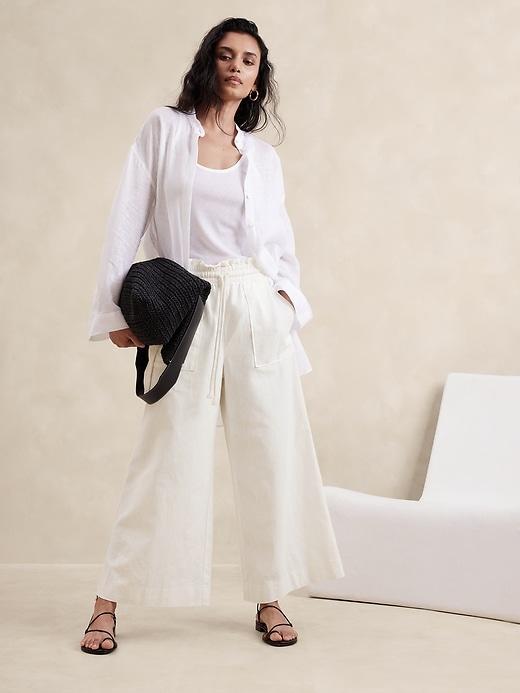 Hemp-Cotton Wide-Leg Paperbag Pant Product Image