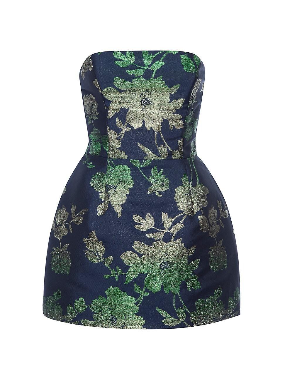 Womens Strapless Floral Jacquard Minidress Product Image