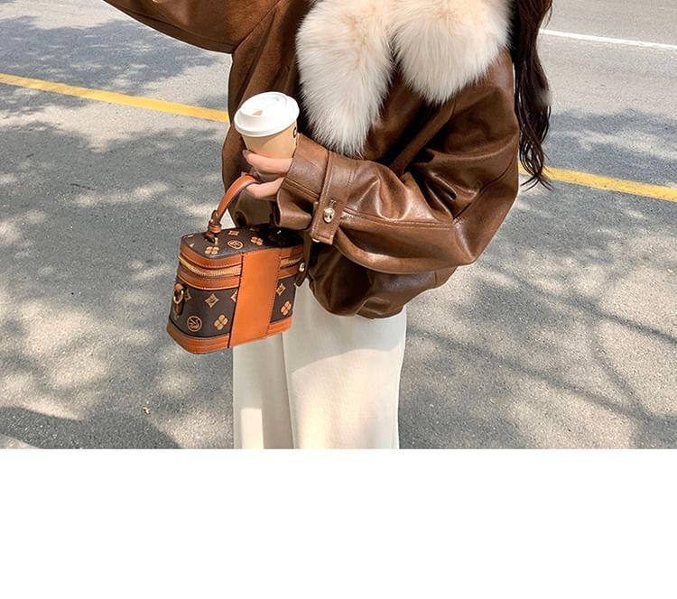 Faux Fur Button-Up Coat Product Image