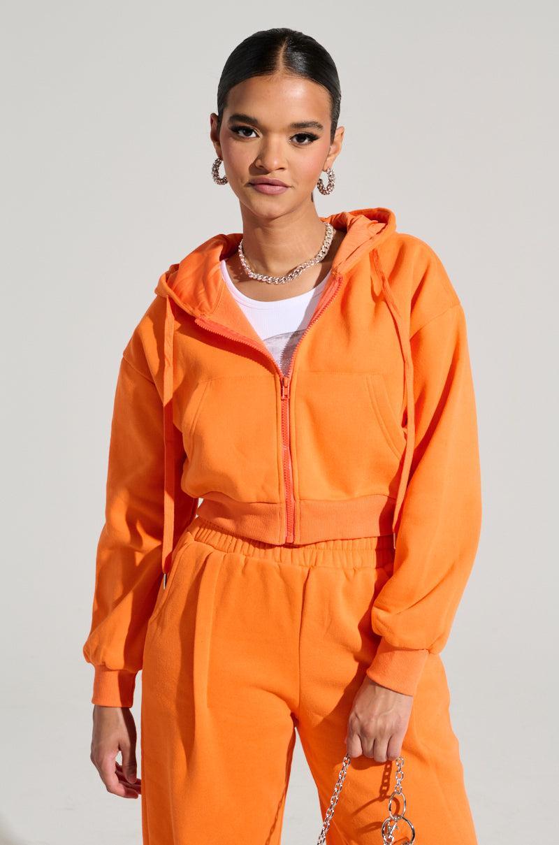 ORANGE CROP ZIP UP SWEATSHIRT Product Image