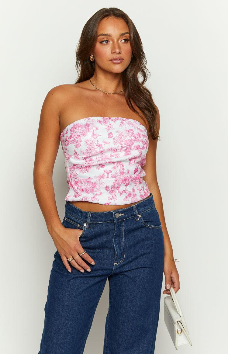 Brooklyn Pink Printed Strapless Top Product Image