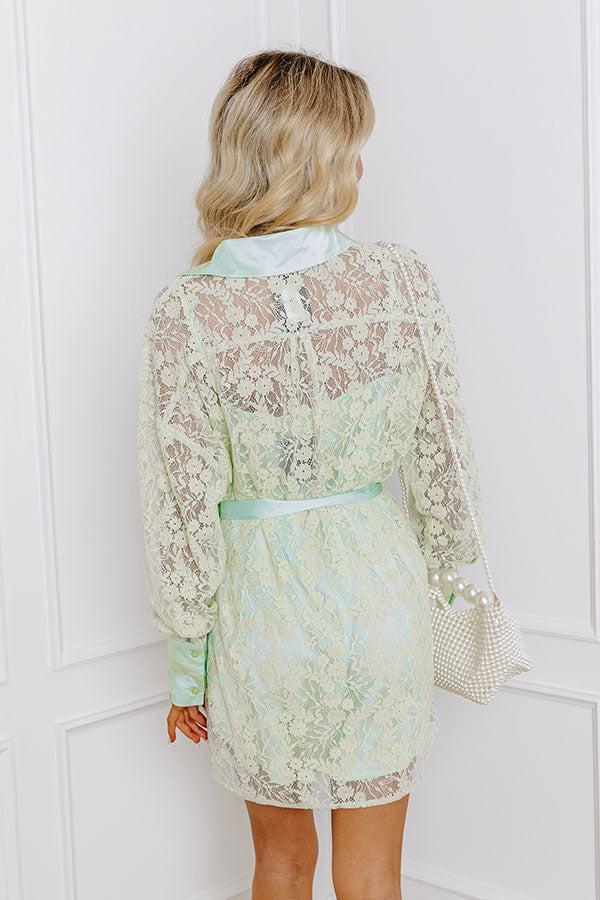 It's In The Details Lace Mini Dress in Mint Product Image