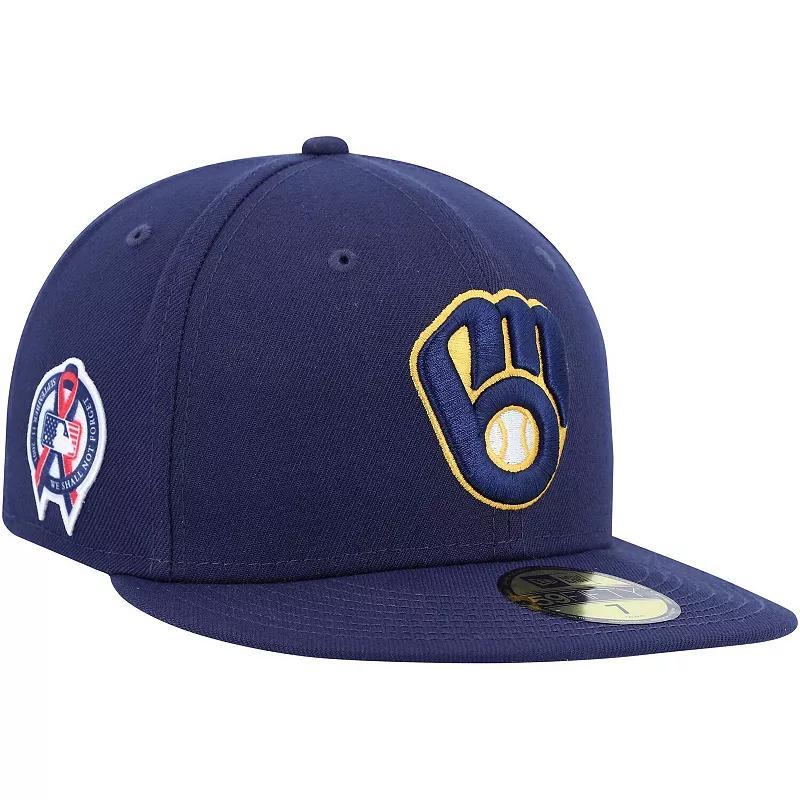 Mens New Era Milwaukee Brewers 9/11 Memorial Side Patch 59FIFTY Fitted Hat Blue Product Image