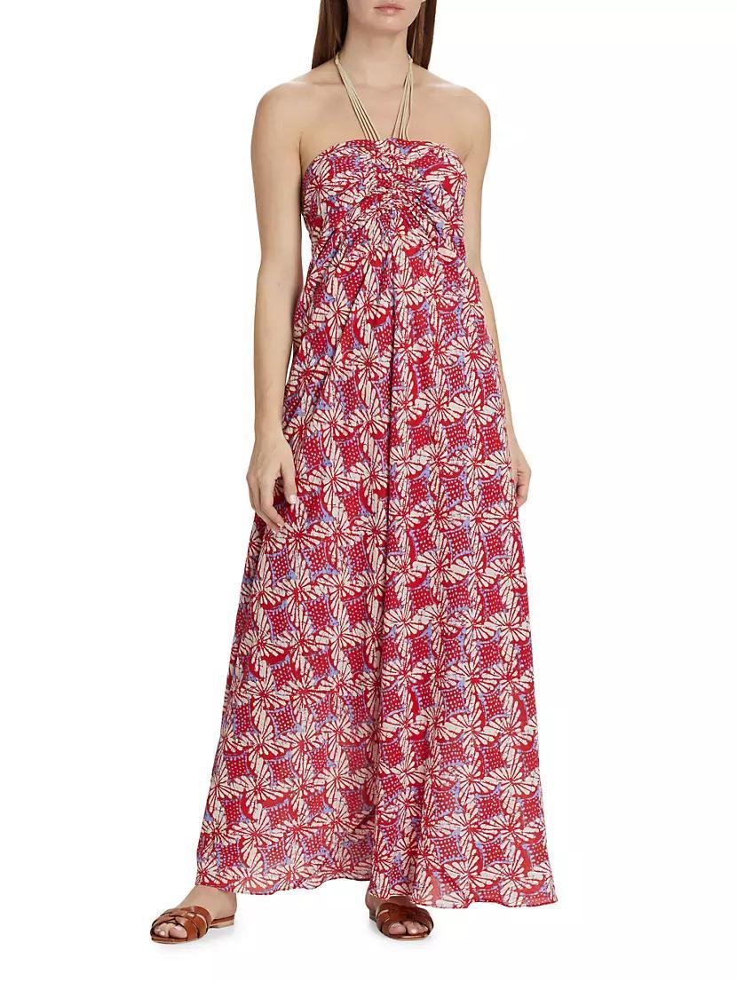 Maya Floral Cotton Halterneck Maxi Dress Product Image