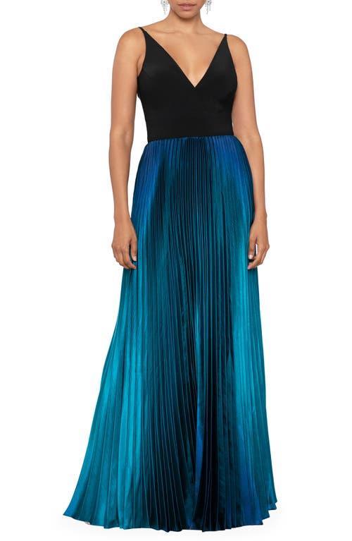 Betsy & Adam Ombr Pleated Gown Product Image