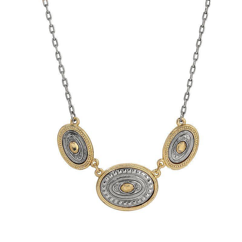 1928 Two Tone Oval Station Necklace, Womens, Multi Product Image