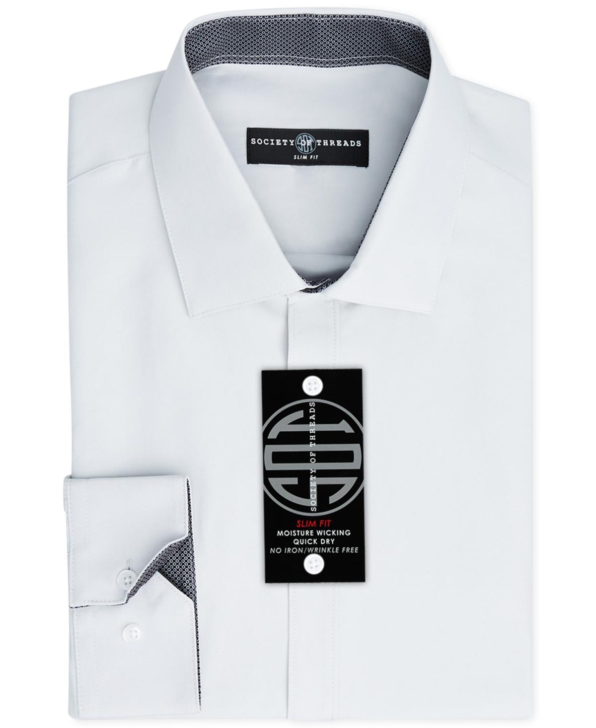 Society of Threads Mens Slim-Fit Non-Iron Performance Solid Dress Shirt Product Image