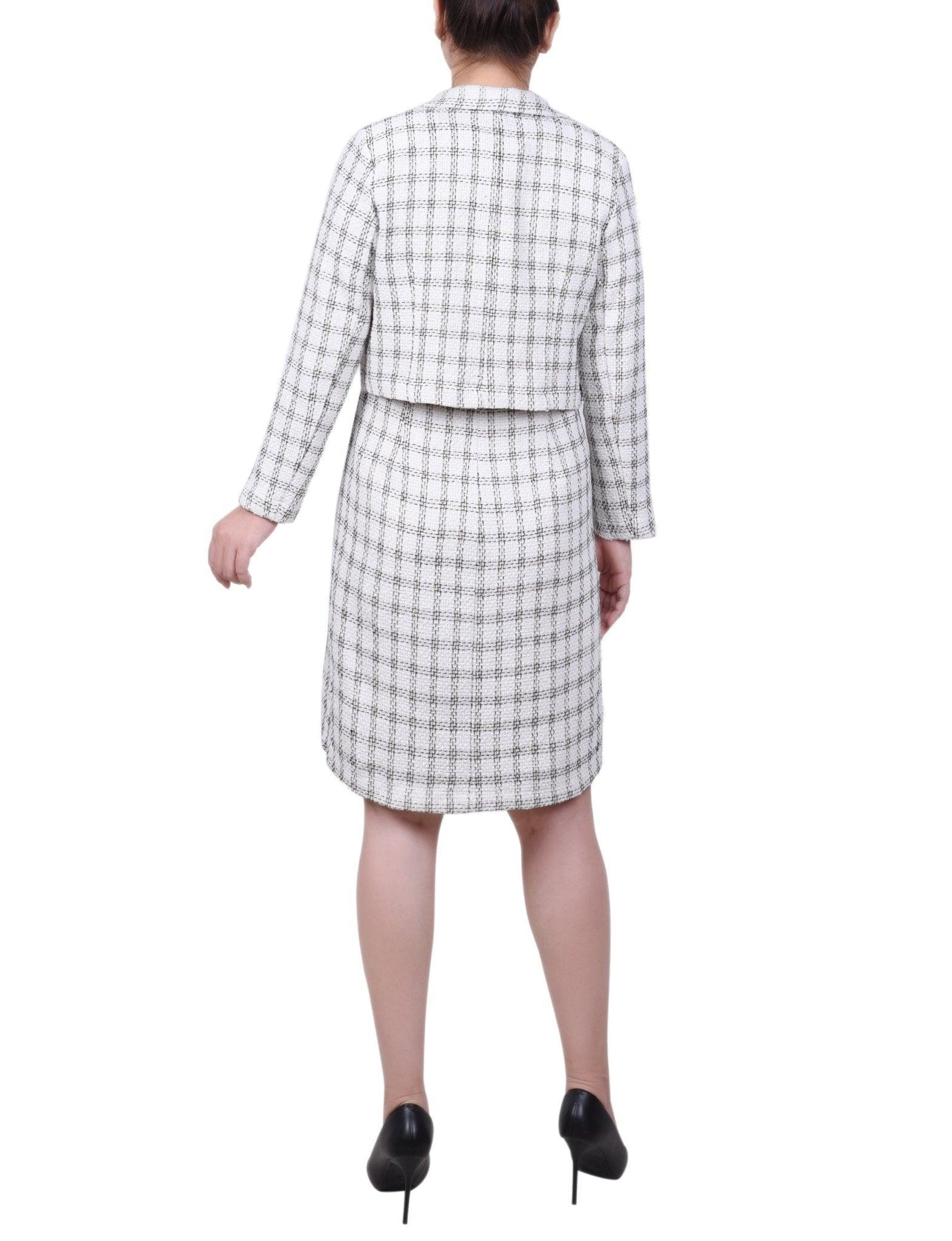 NY Collection Long Sleeve Tweed Dress Set - Petite Product Image