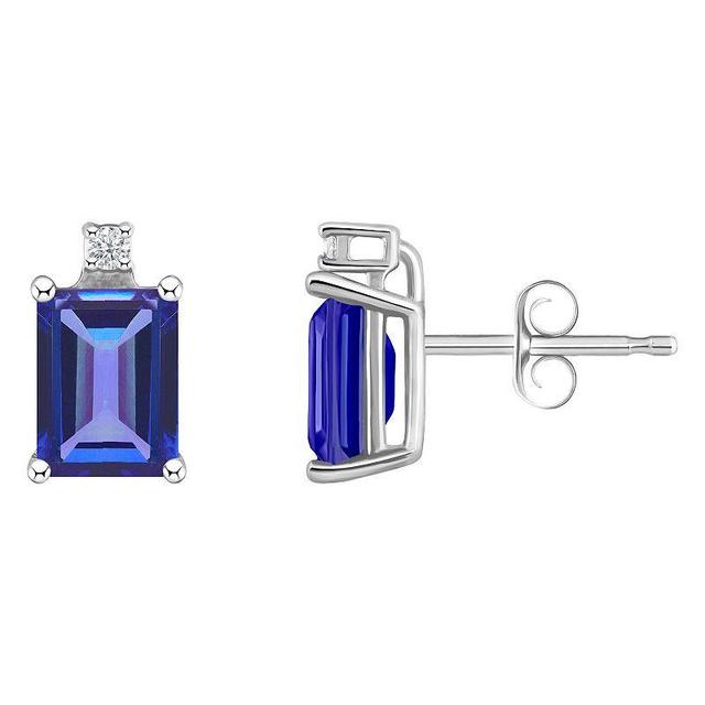 Tanzanite (1-1/5 ct. t.w.) & Diamond Accent Stud Earrings in 14k White Gold (Also in Emerald, Sapphire & Ruby) Product Image