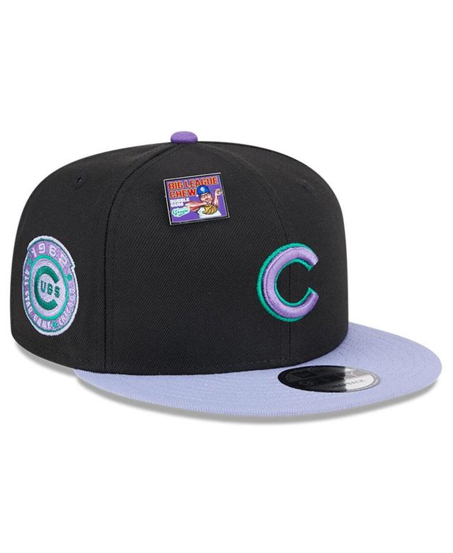 New Era Mens Black Chicago Cubs Grape Big League Chew Flavor Pack 9FIFTY Snapback Hat - Black, Purple Product Image