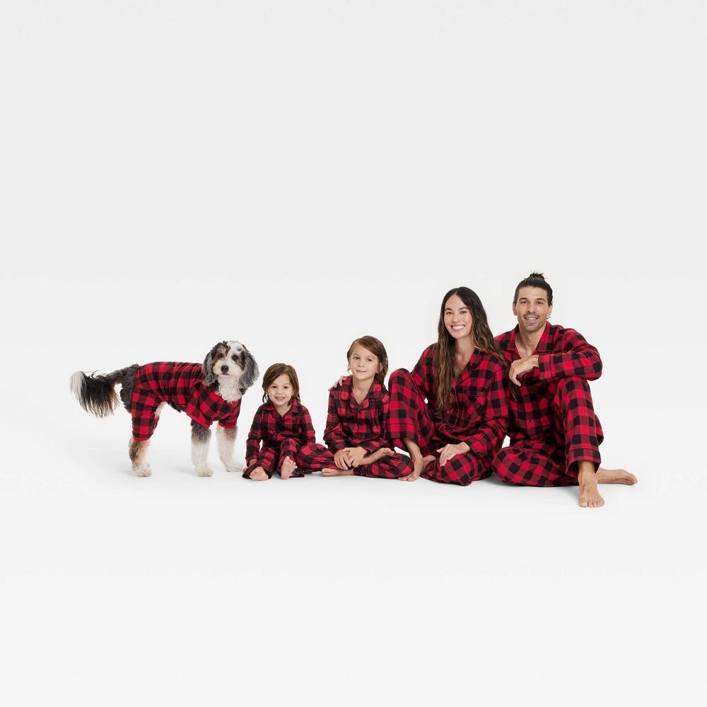 Women's Buffalo Check Microfleece Holiday Matching Family Pajama Pants - Wondershop™ Red L Product Image