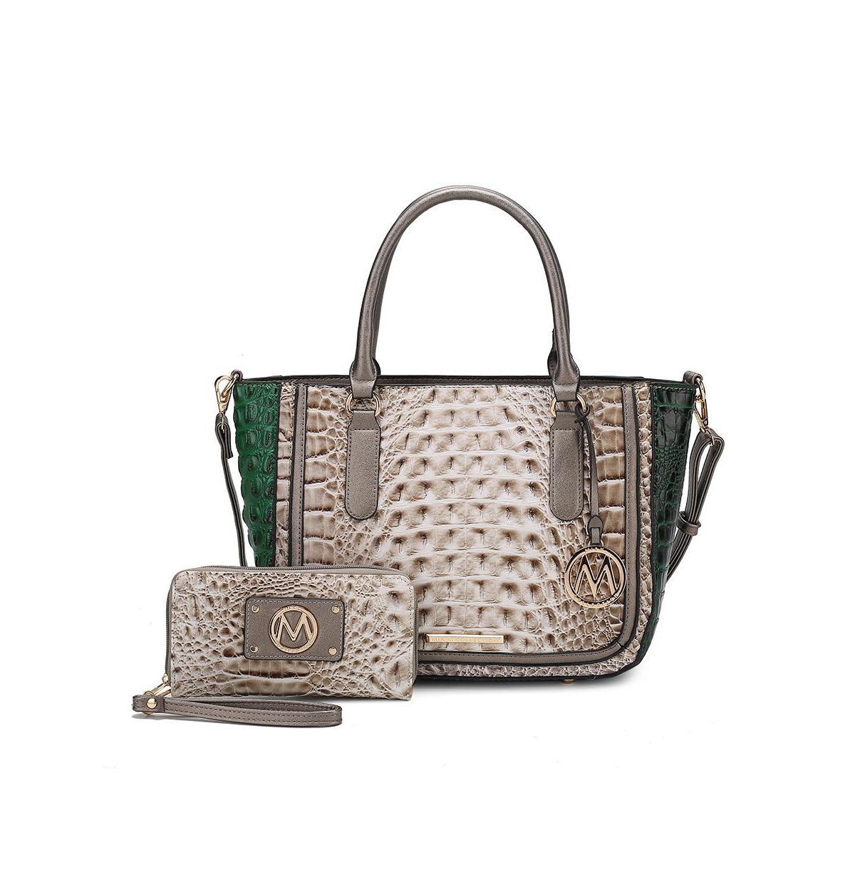 Mkf Collection Bonnie Gradient Rainbow Faux Crocodile-Embossed Women s Satchel Bag with Wallet By Mia K Product Image