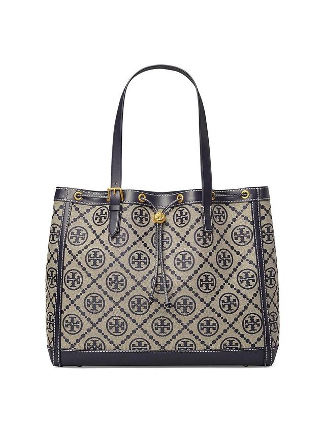 Womens T Monogram Jacquard Drawstring Tote Product Image