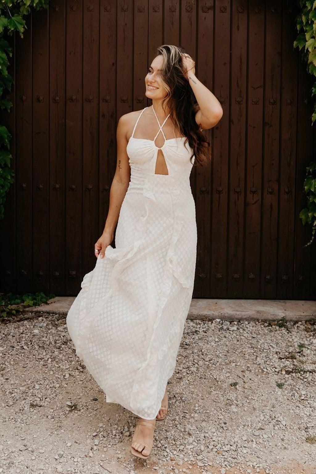 Saint Lawerence Cream Ruffle Maxi Dress Product Image