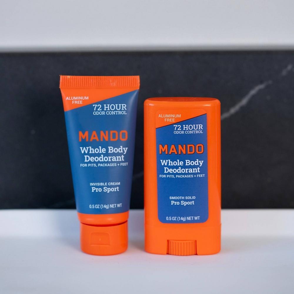 Mando Whole Body Deodorant - Men's Aluminum-Free Invisible Cream Deodorant - Pro Sport - Trial Size - 0.5oz Product Image