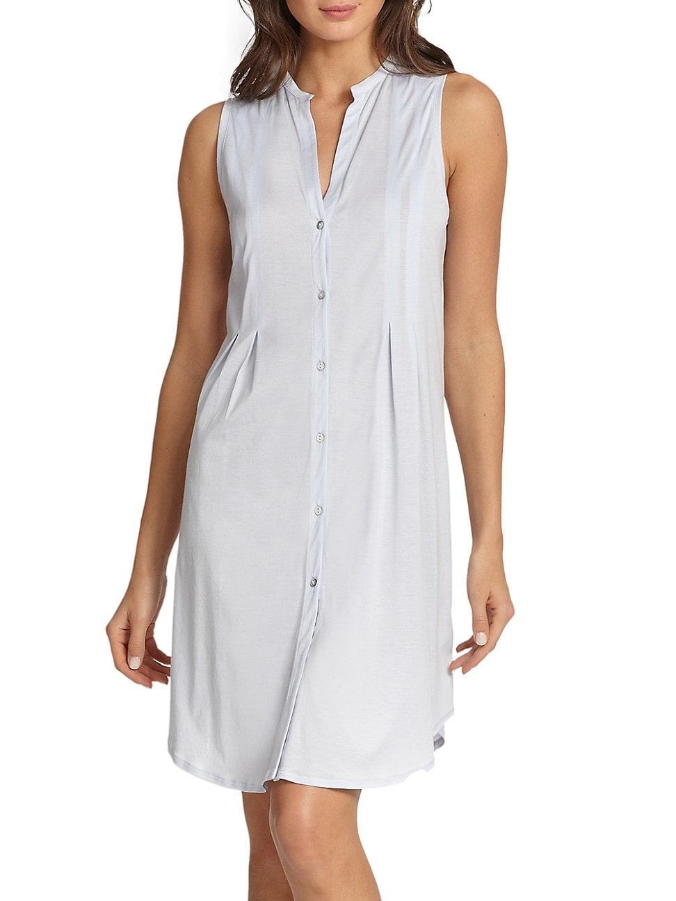 Hanro Cotton Deluxe Button Front Tank Nightgown (Crystal ) Women's Pajama Product Image