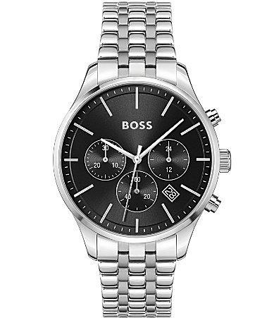 Hugo Boss Mens Avery Quartz Chronograph Black Dial Stainless Steel Bracelet Watch Product Image