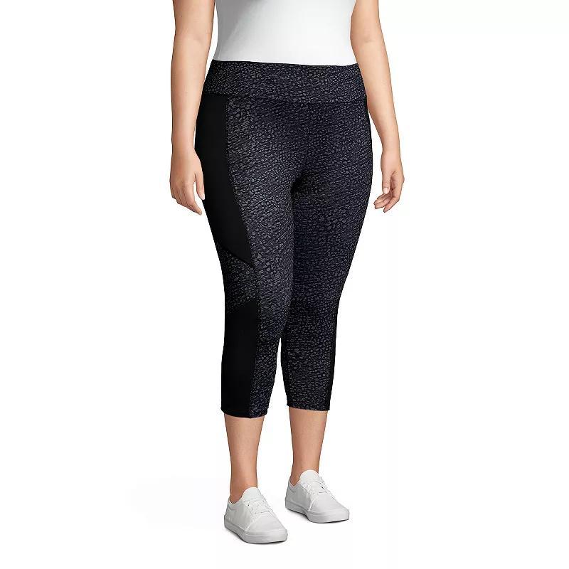 Hanes Just My Size Womens Active Colorblock Capris, 20 (Plus ) Black/Granite Heather/White 3X Product Image