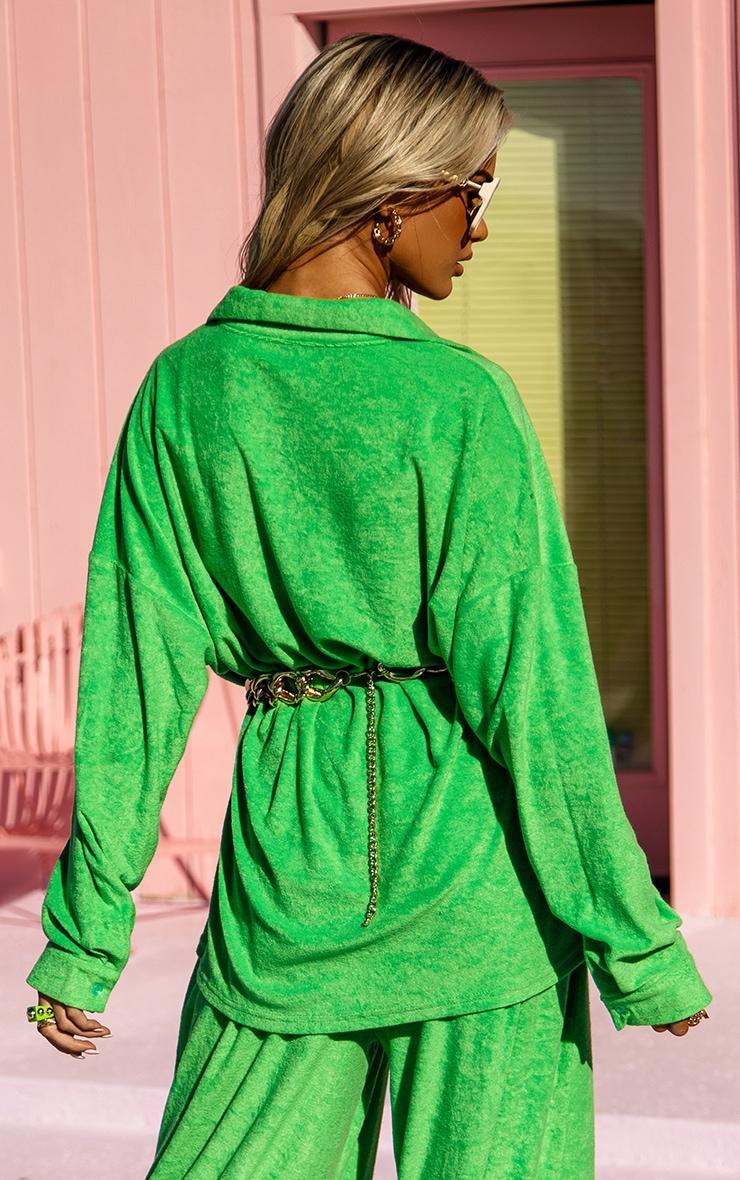 Green Towelling Oversized Beach Shirt Product Image