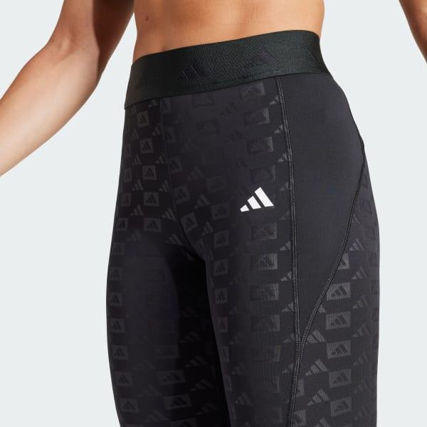 adidas Hyperglam Full-Length Emboss Leggings Wonder Beige XS Womens Product Image