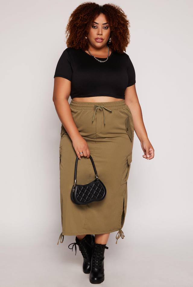 Womens Plus Size Cargo Midi Skirt Product Image