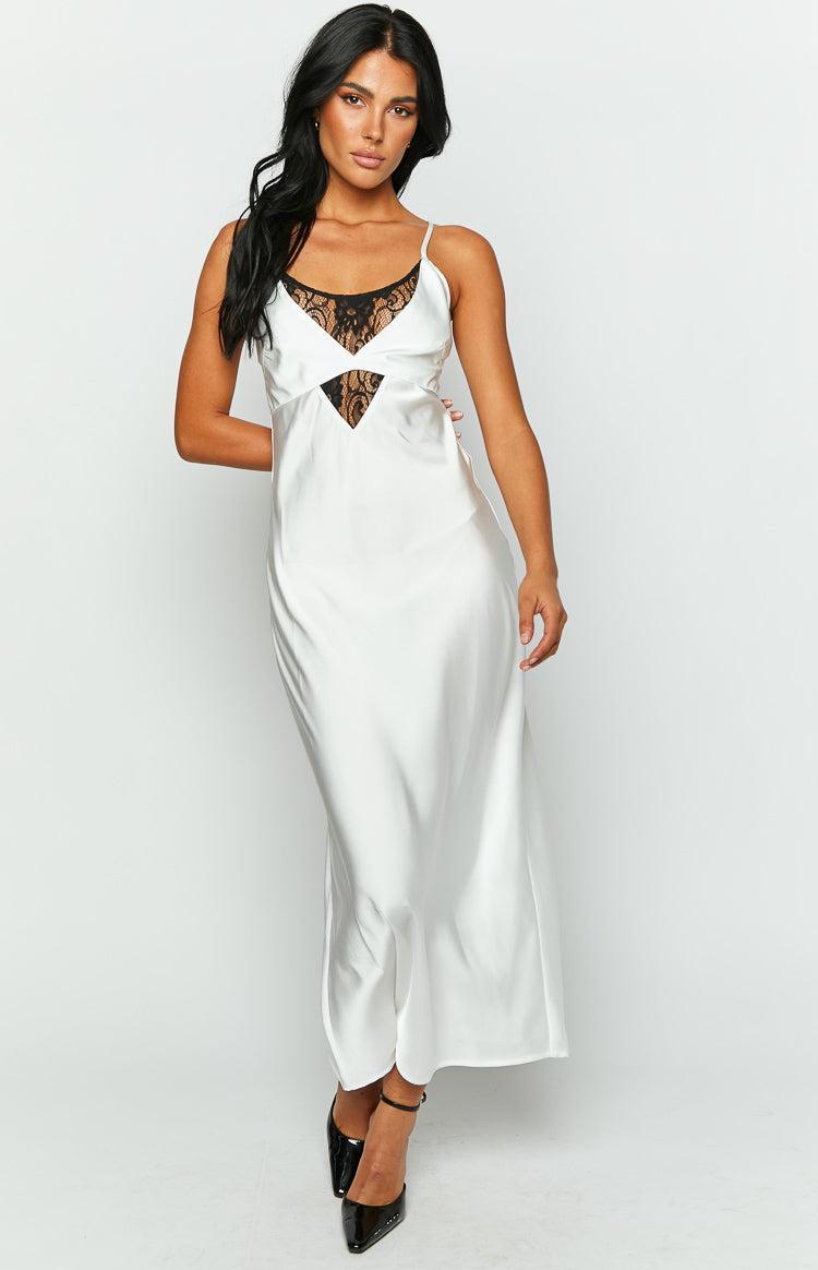 Elery White Contrast Midi Dress Product Image